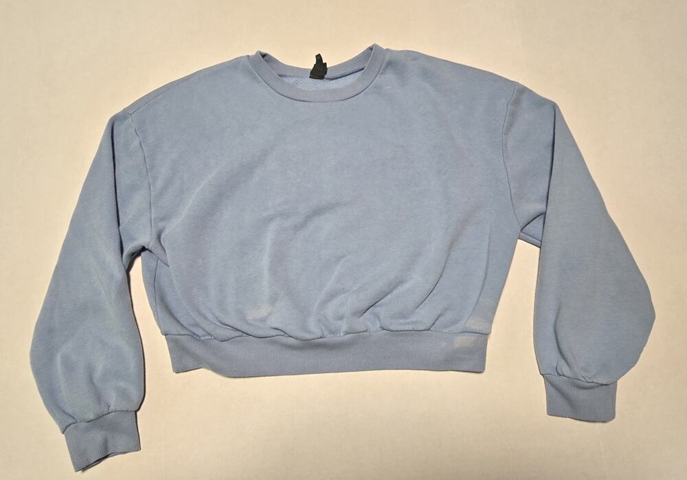 Womens Wild Fable Sweater 2XL Blue Cropped Crewneck Boxy Pullover Drop Shoulder